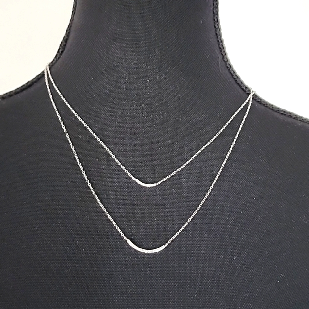 Silver Sterling cubic Zirconia multi strand necklace 40cm +5cm
